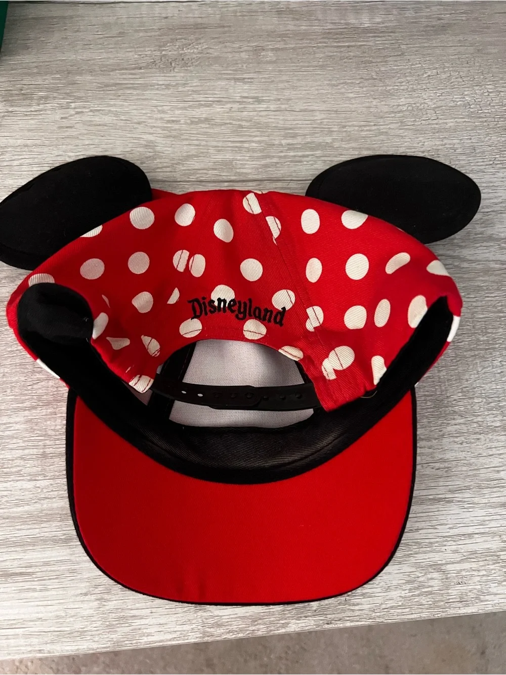 Disney Minnie Mouse Red Polka Dot Ear Hat with Black Brim